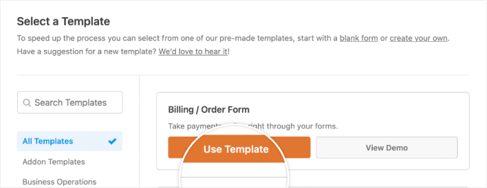 Templat formulir pemesanan WordPress WPForms