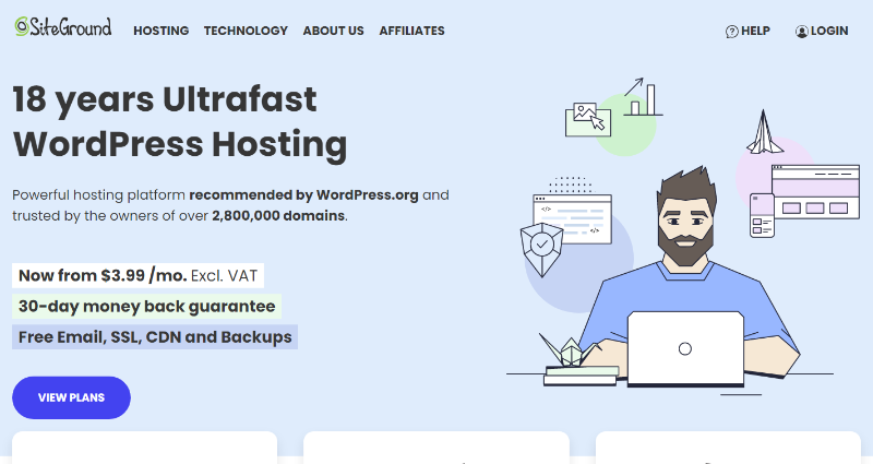 لقطة شاشة siteground