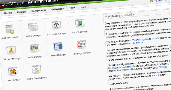 Joomla Administration Interface