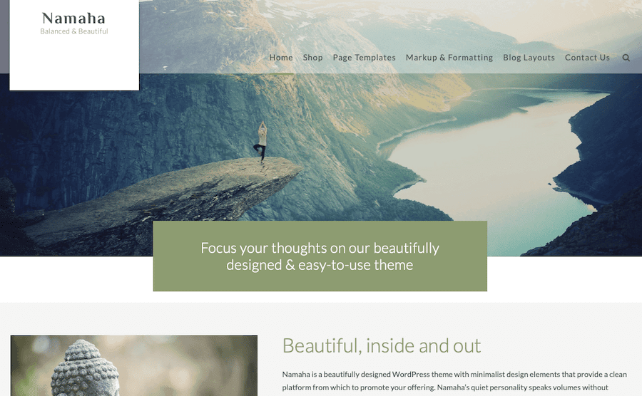O captură de ecran a temei Namaha WordPress.