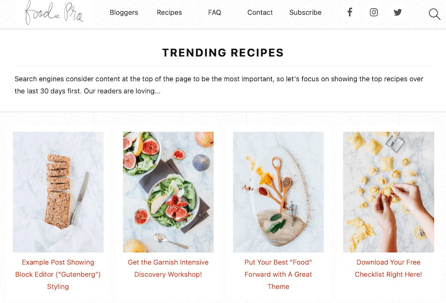 Tangkapan layar tema Foodie Pro WordPress.