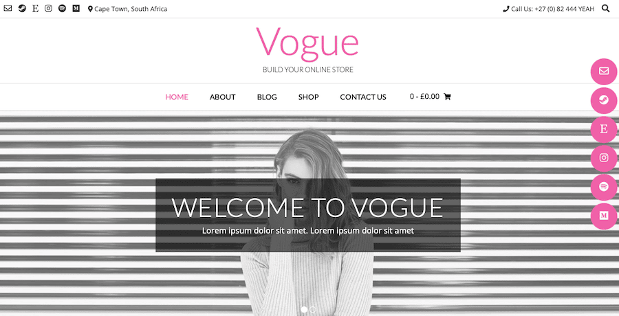 Ein Screenshot einer Demo für das Vogue-Thema.