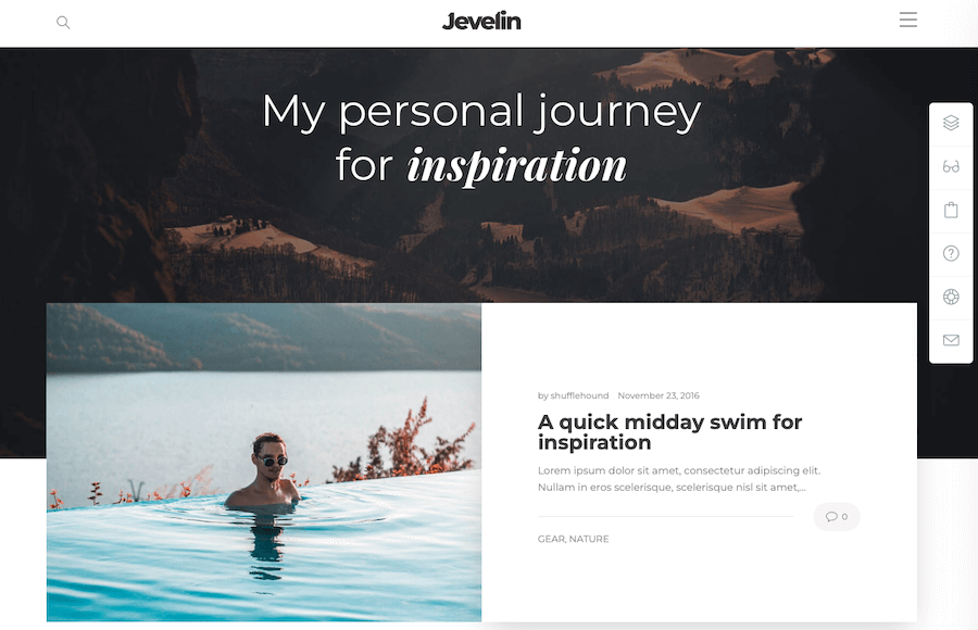 Das Jevelin WordPress-Theme in Aktion.