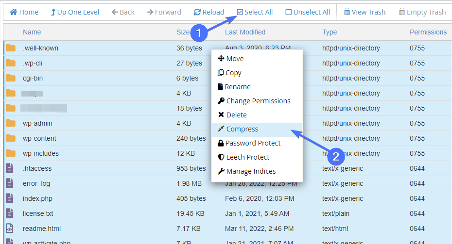 すべてのファイルを強調表示して圧縮