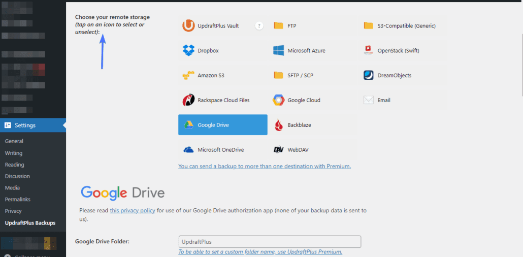 Choisissez une option de stockage