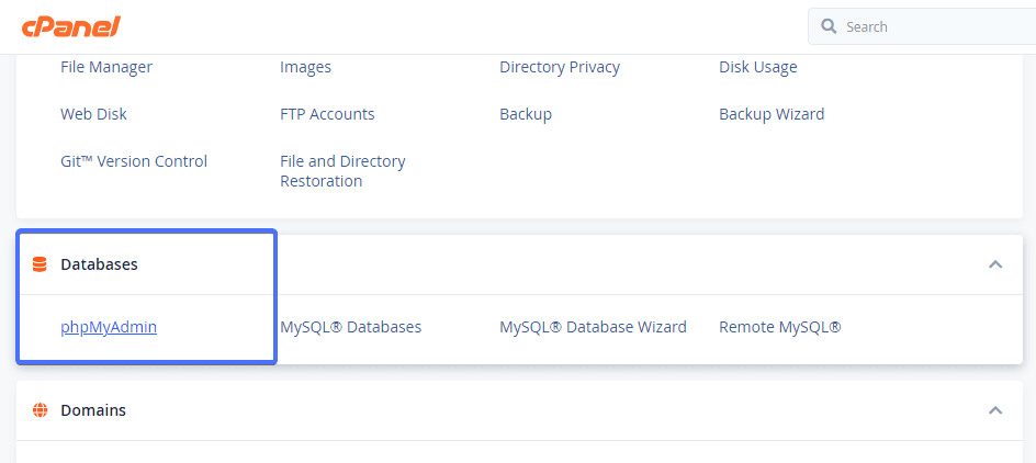 Otwórz phpMyAdmin z cPanel