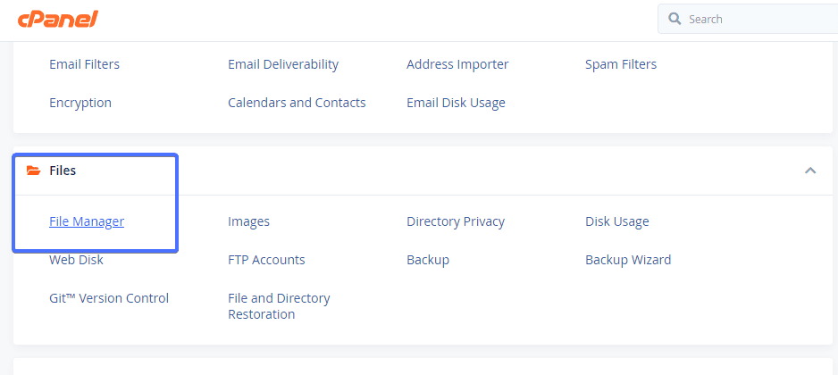 Apri File Manager da cPanel