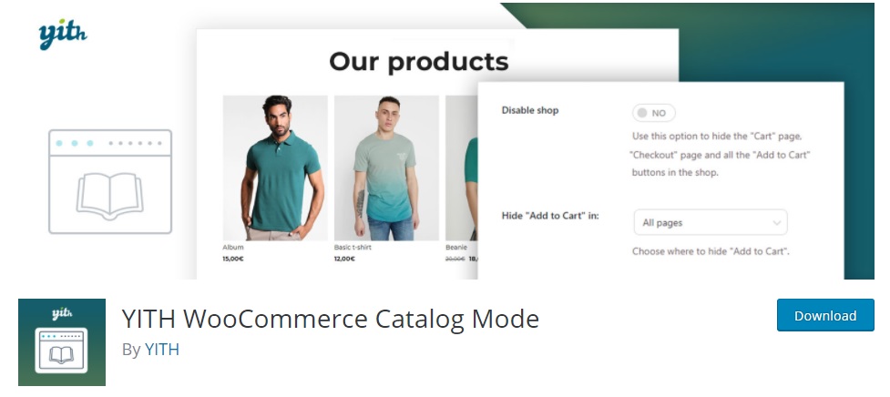 Le mode catalogue YITH woocommerce active le mode catalogue dans woocommerce