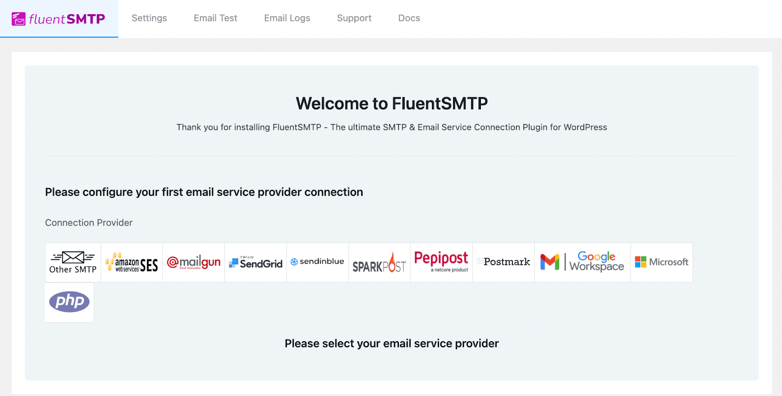 fluentsmtp 설정 마법사