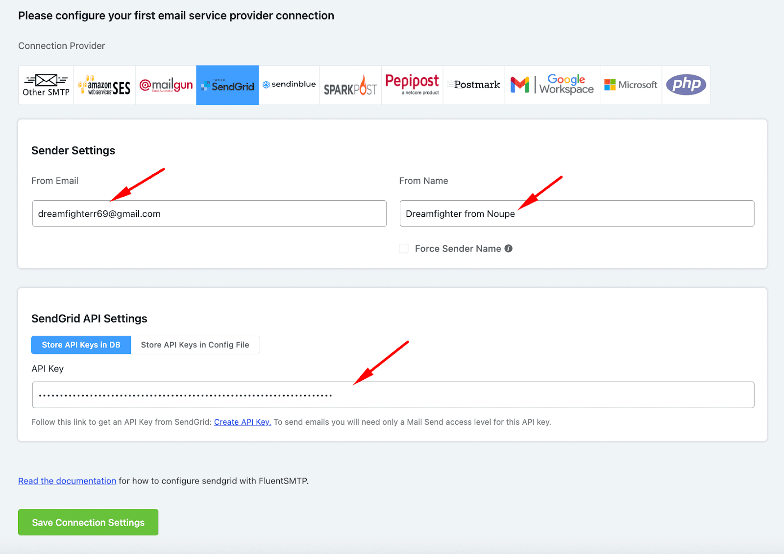 configuration fluentsmtp