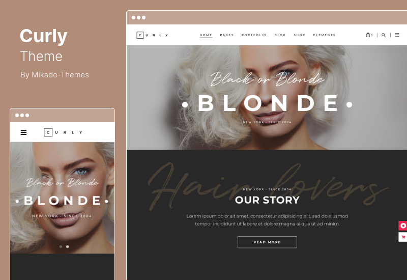 Curly Theme - Tema WordPress Bergaya untuk Penata Rambut dan Salon Rambut