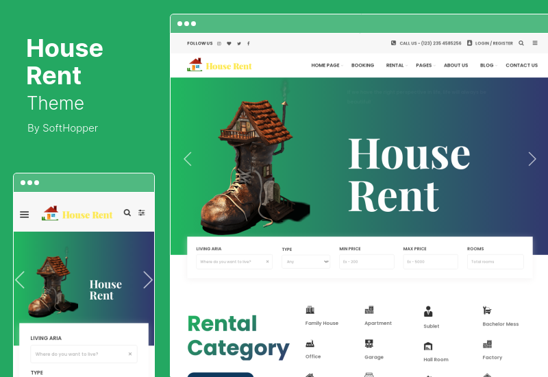 HouseRent Theme - 多概念租賃 WordPress 主題