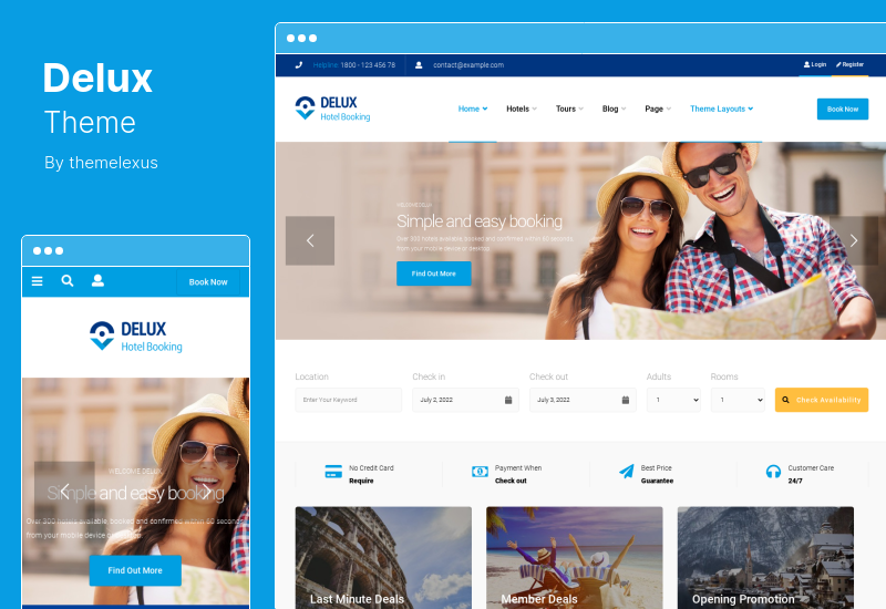 Delux Theme - WordPress тема онлайн-бронирования отелей