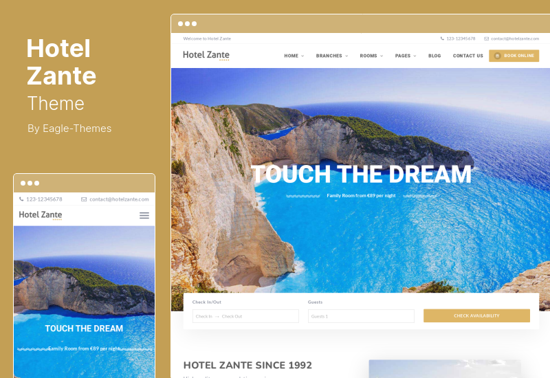 Hotel Zante Theme - Tema de WordPress para reservas de hotel