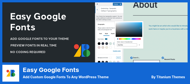 Plugin Easy Google Fonts - Adicione fontes personalizadas do Google a qualquer tema do WordPress