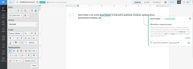 Zoho writer