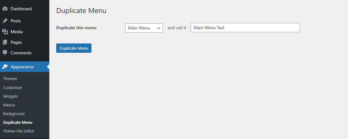menduplikasi menu di WordPress