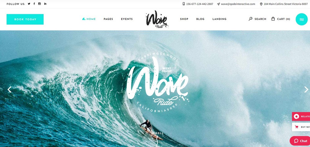 thème WordPress pour les sports nautiques waveride