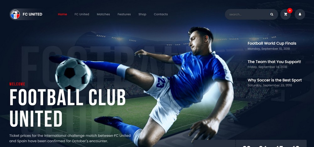 Motyw WordPress FC United Football