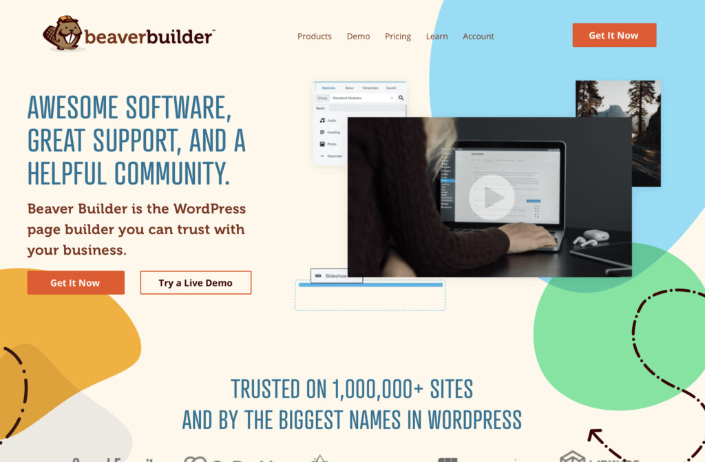 Halaman web utama Beaver Builder.