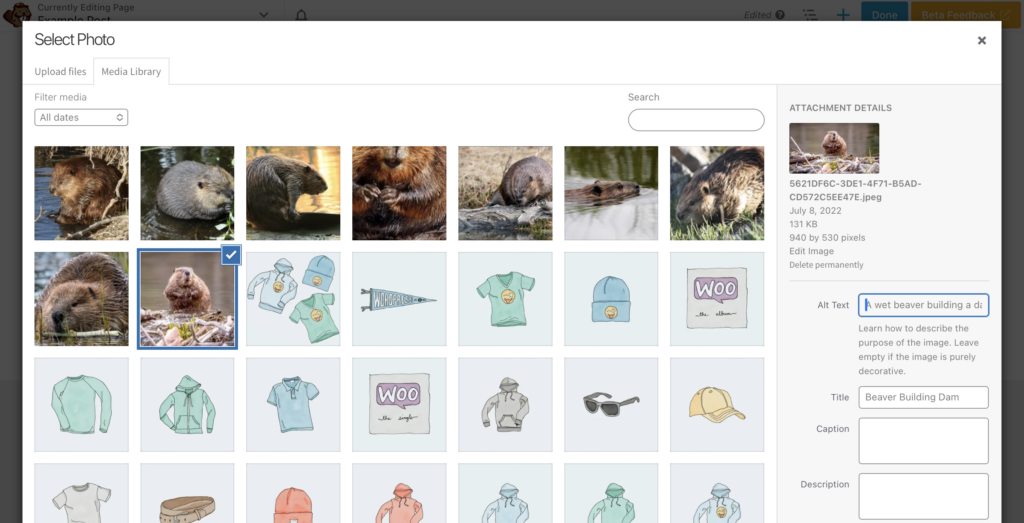 Menambahkan teks alternatif ke gambar dengan Beaver Builder.