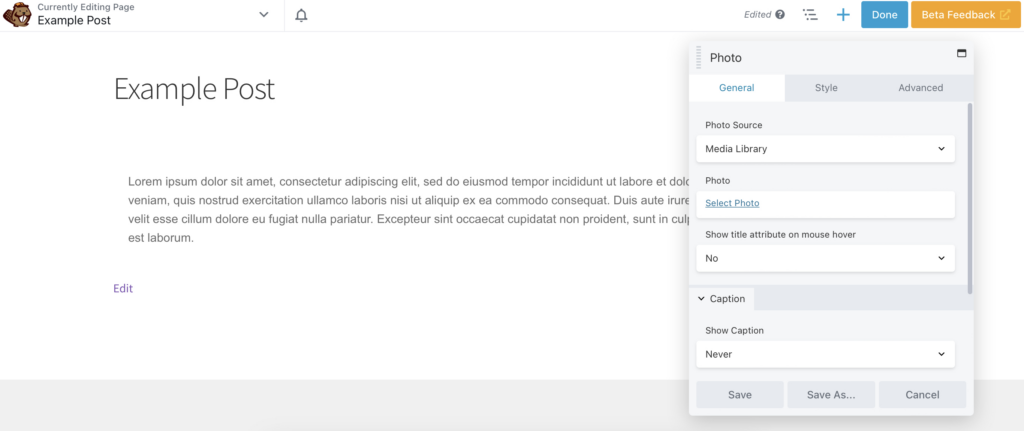 Agregar texto alternativo a una imagen con Beaver Builder