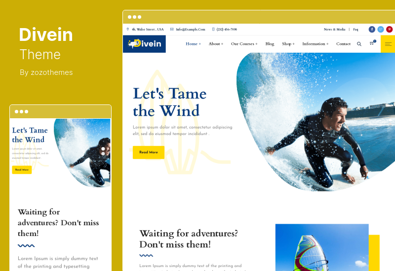 Thème Divein - Thème WordPress pour la plongée sous-marine et le surf