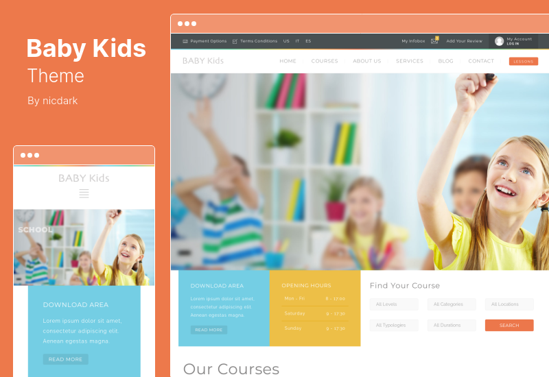 Baby Kids Theme - Tema de WordPress para educación primaria para niños