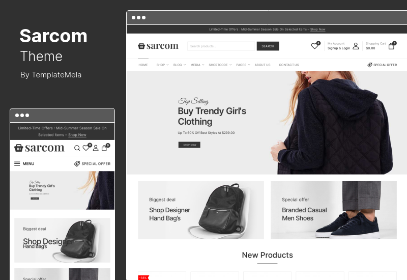 Tema Sarcom - Tema WooCommerce di moda