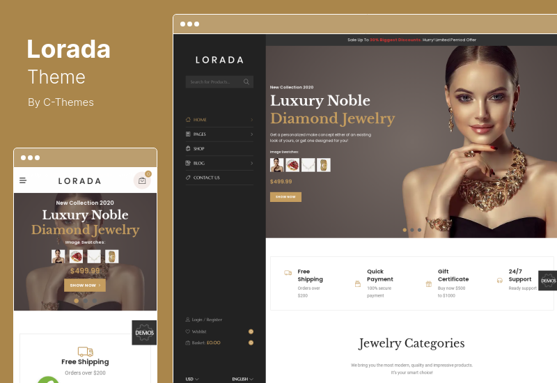 Tema Lorada - Tema WordPress reattivo per Elementor eCommerce