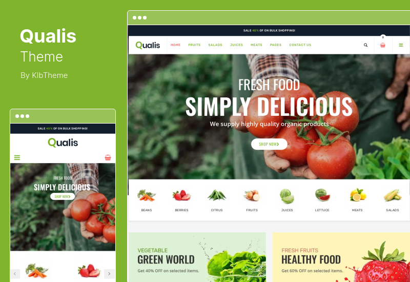 Tema Qualis - Tema WordPress per eCommerce reattivo per alimenti biologici