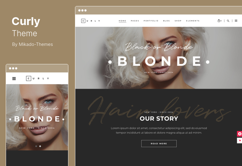 Curly Theme: un elegante tema de WordPress para peluqueros y salones de belleza