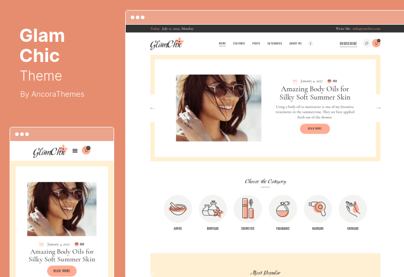 Tema GlamChic - Tema WordPress de Blog de Beleza e Revista Online