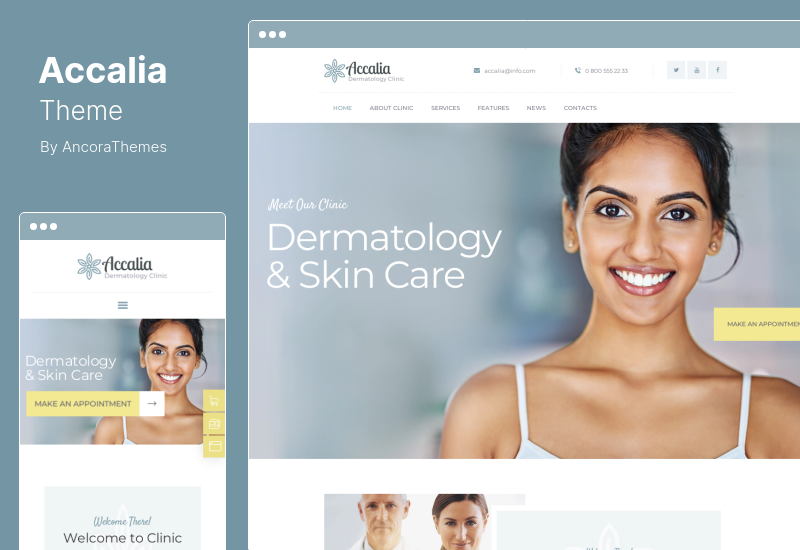 Tema Accalia - Clínica de Dermatologia e Centro de Cosmetologia Tema WordPress Médico