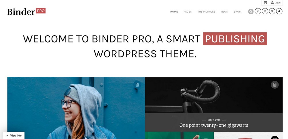 Binder Pro WordPress tema de libros