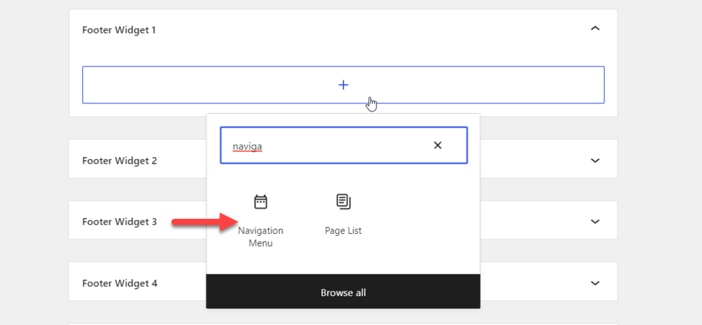 bloc de menu de navigation