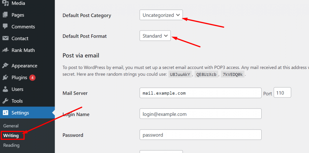 Writing Settings in WordPress 