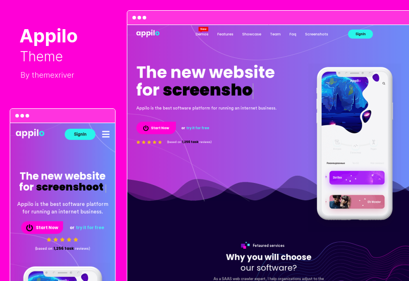 Appilo Theme - หน้า Landing Page ของแอพ WordPress Theme