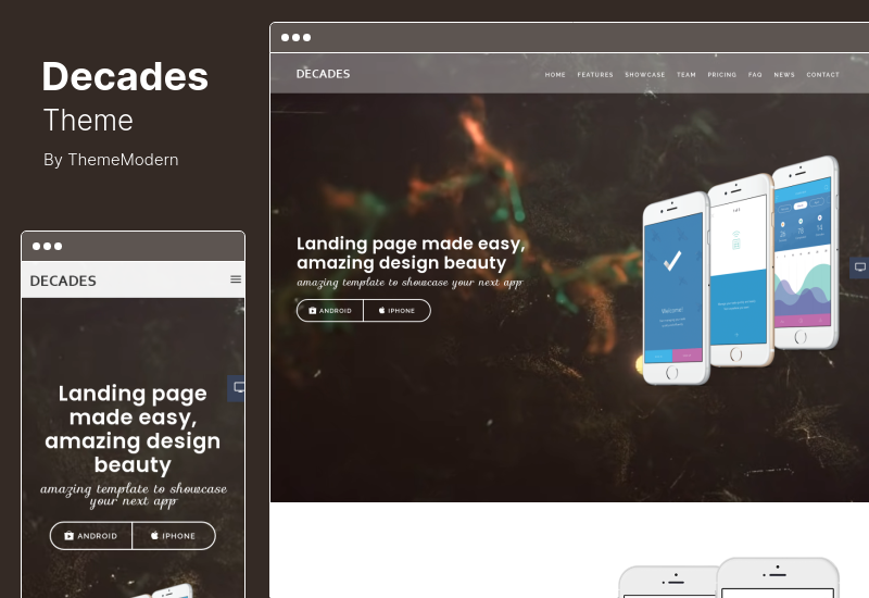 Decades Theme - App Vitrini ve App Store WordPress Teması