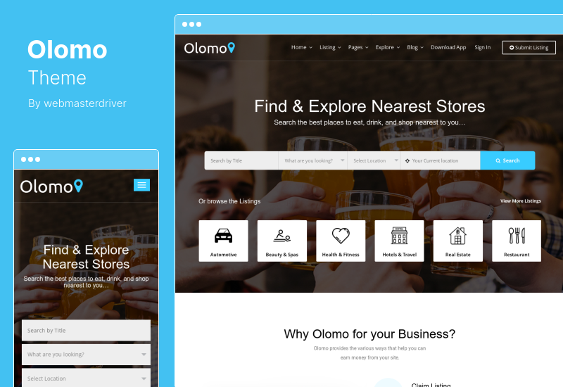 Olomo Theme — тема WordPress для продвижения бизнес-каталогов и списков