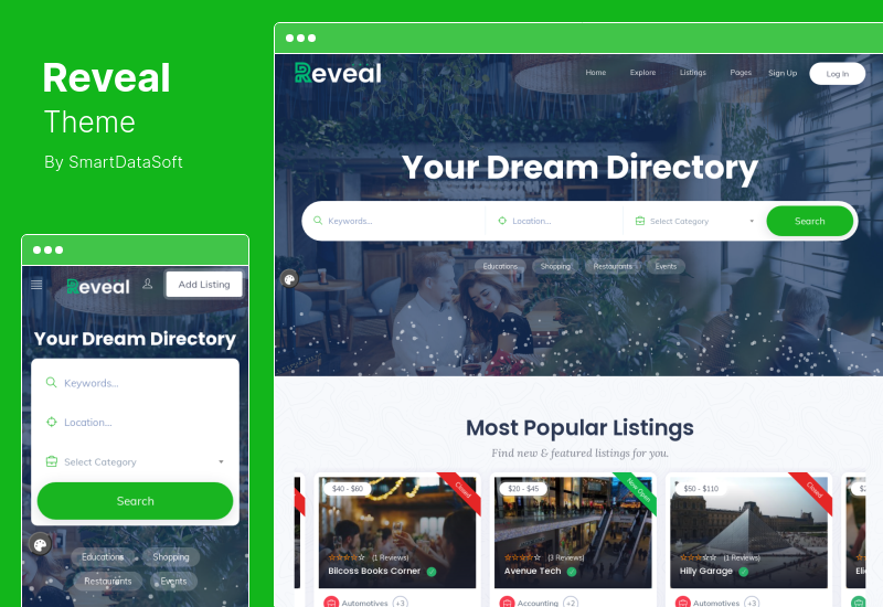 Reveal Theme - Tema de WordPress para directorios y listados