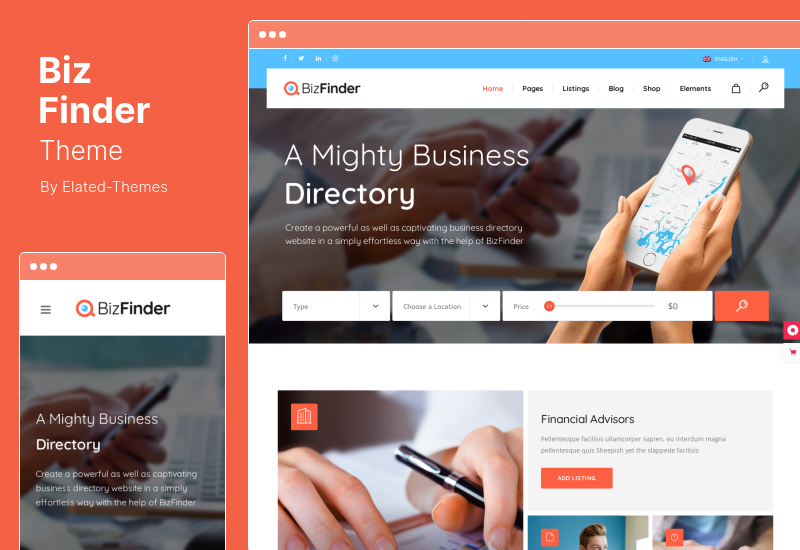 Tema BizFinder - Tema de WordPress para directorio de empresas