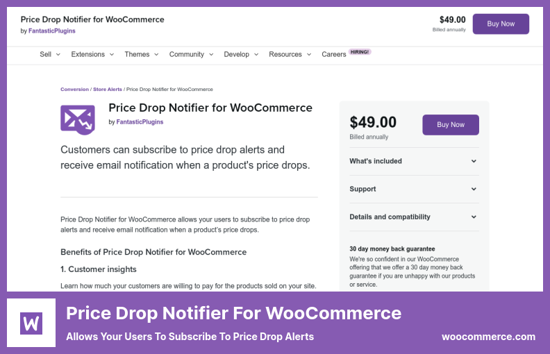 Notificador de caída de precios para el complemento WooCommerce: permite a sus usuarios suscribirse a alertas de caída de precios