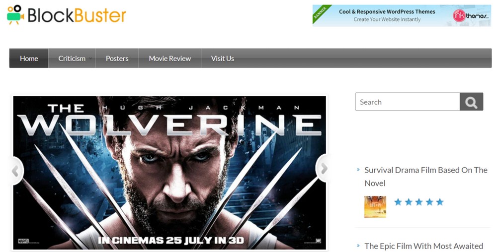 ธีม WordPress ภาพยนตร์บล็อกบัสเตอร์
