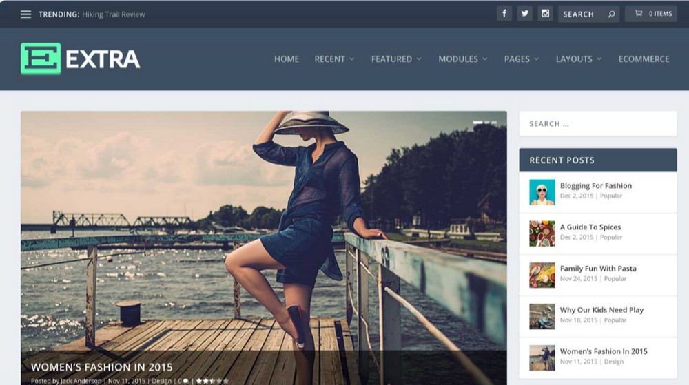 Tema extra de WordPress para revista de moda