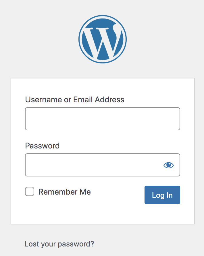 página de login padrão do WordPress