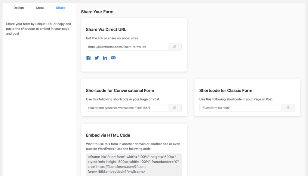 Formularios conversacionales: configuración de uso compartido