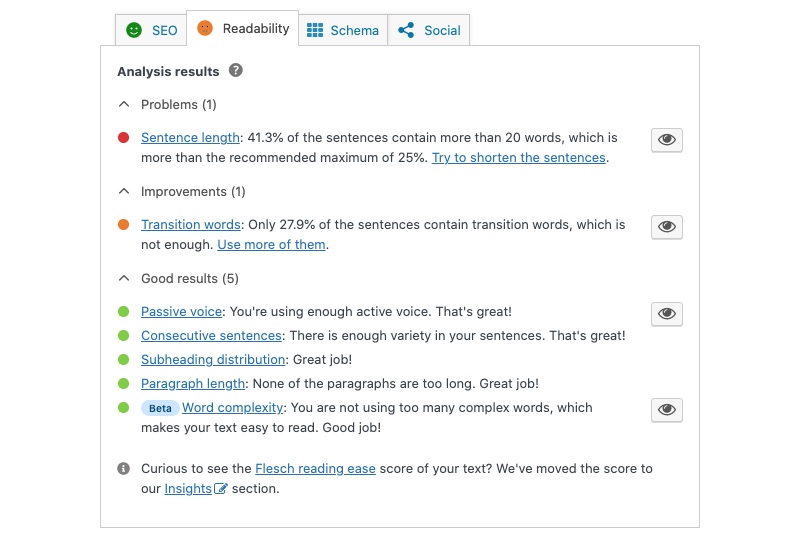 ความสามารถในการอ่าน SEO ของ Yoast