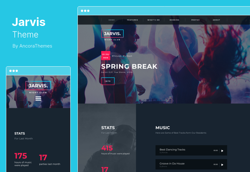 Jarvis Theme - Tema de WordPress para club nocturno, concierto y festival