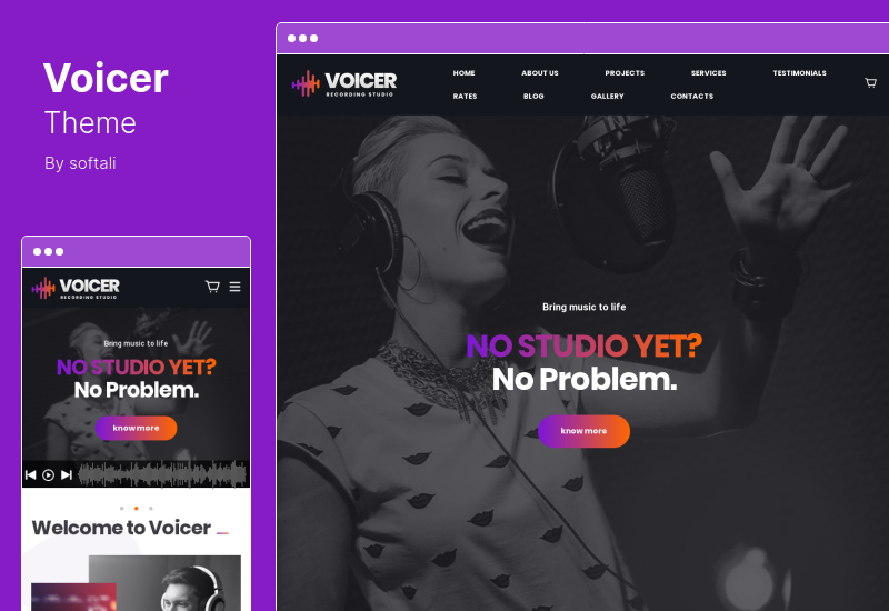 ธีม Voicer - ธีม WordPress บันทึกเสียงและสตูดิโอเสียง